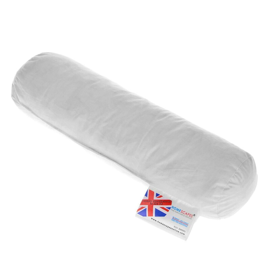 image 1 of Homescapes Luxury Duck Feather Bolster Cushion Insert Inner 30 x 9 cm (12 x 3.5 inches) | White | 30 x 9 cm (12 x 3.5")