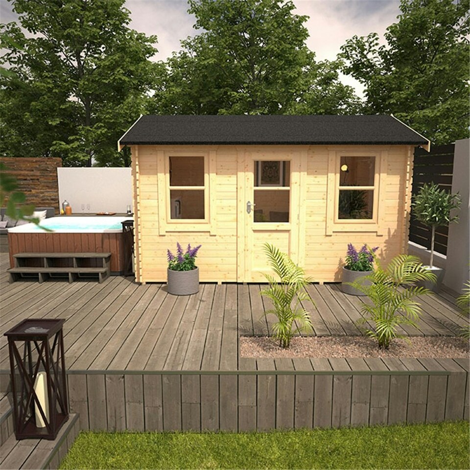 image 1 of 12ft x 8ft (3550mm x 2350mm) Horsforth "The Springfield" 28mm Log Cabin With 2 Opening Window