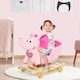 image 2 of HOMCOM 2-in-1 Baby Rocking Horse Ride On Elephant W/ Wheels Music, Pink