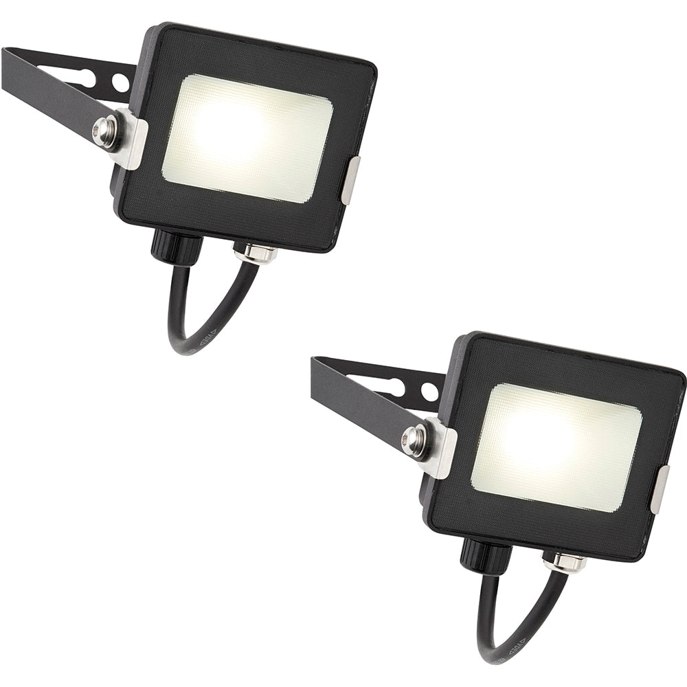 Loops 2 PACK Outdoor Waterproof LED Floodlight - 10W Cool White LED - Matt Black