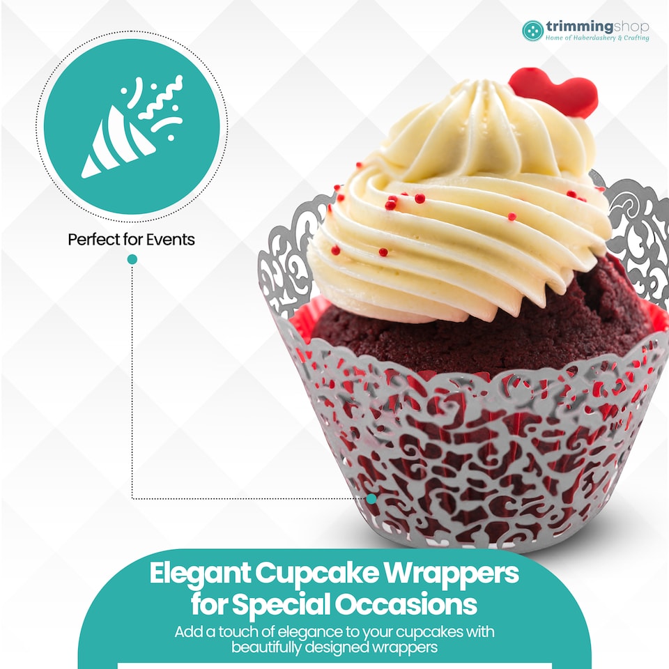 image 1 of Cupcake Wrappers Laser Cut Floral Design Paper Cup Holders - 25pcs