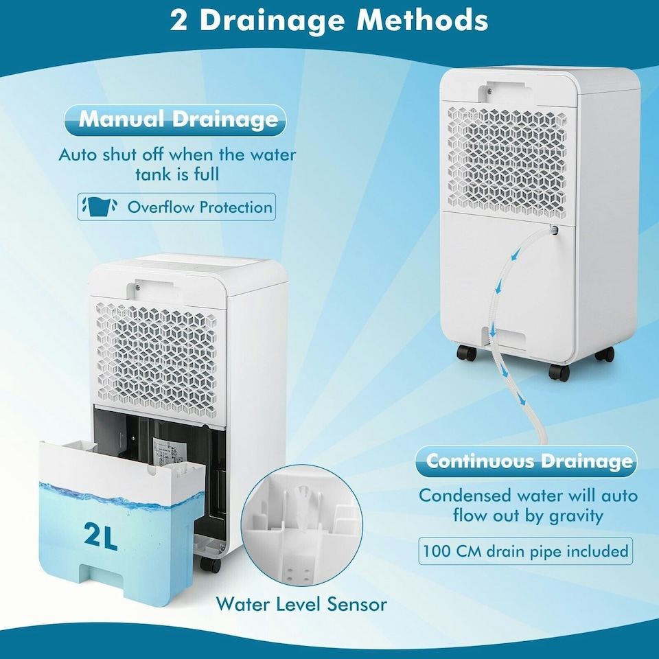 image 1 of COSTWAY 12L/Day Dehumidifier Home Portable Quiet Dehumidifier