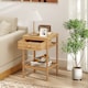 image 5 of COSTWAY Set of 2 Bamboo Nightstand Bedside Table Yellow