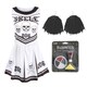 image 1 of Skeleton Cheerleader - Facepaint and Black Pom Poms | Multi | XL