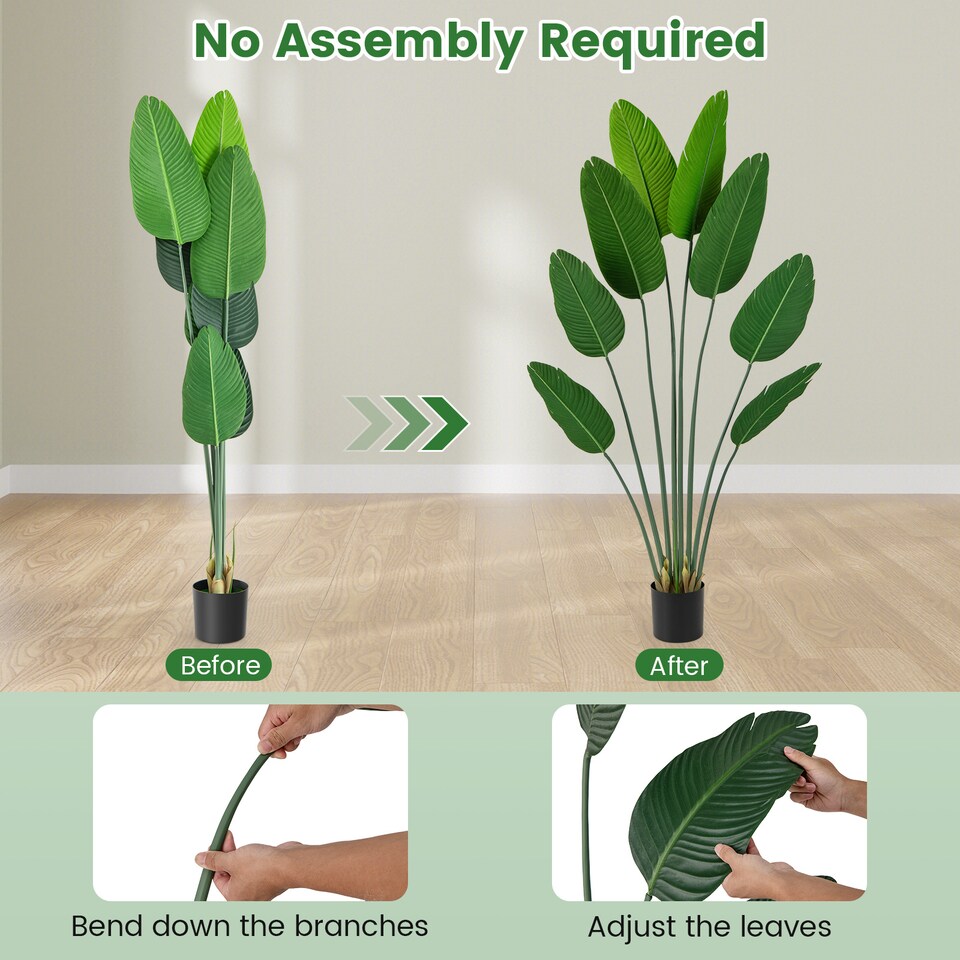 image 1 of COSTWAY 1.9 M Artificial Banana Leaf Tree Potted Fake Plant 1 Pack