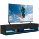 image 1 of HOMCOM Floating TV Unit, Wall Mounted TV Cabinet for TVs up to 65 , High Gloss Media Wall Unit with LED Lights, Storage Shelves for Living Entertainment Room, Black