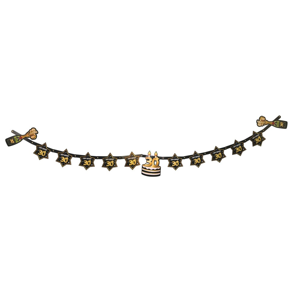 image 1 of Bristol Novelty 30th Birthday Party Garland - Black/Gold - One Size Black