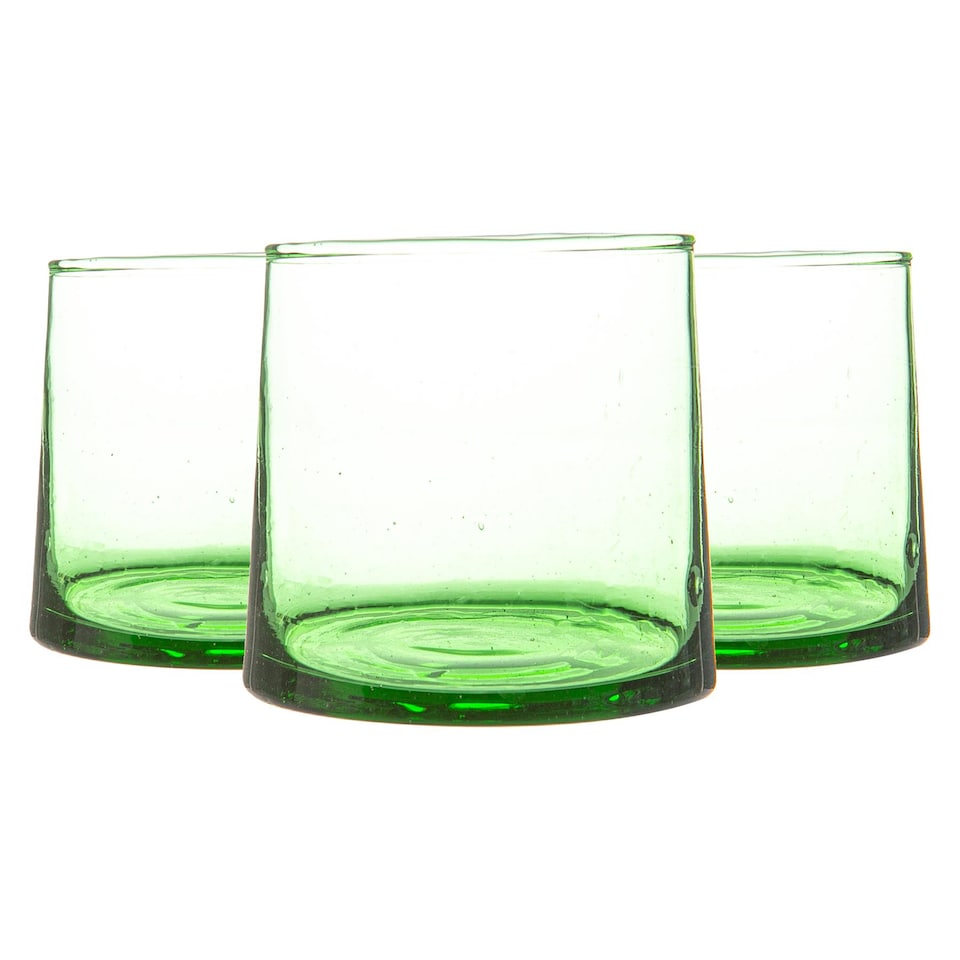image 1 of Nicola Spring Merzouga Recycled Glass Tealight Holders - 7cm - Green - Pack of 3 | Green | Green