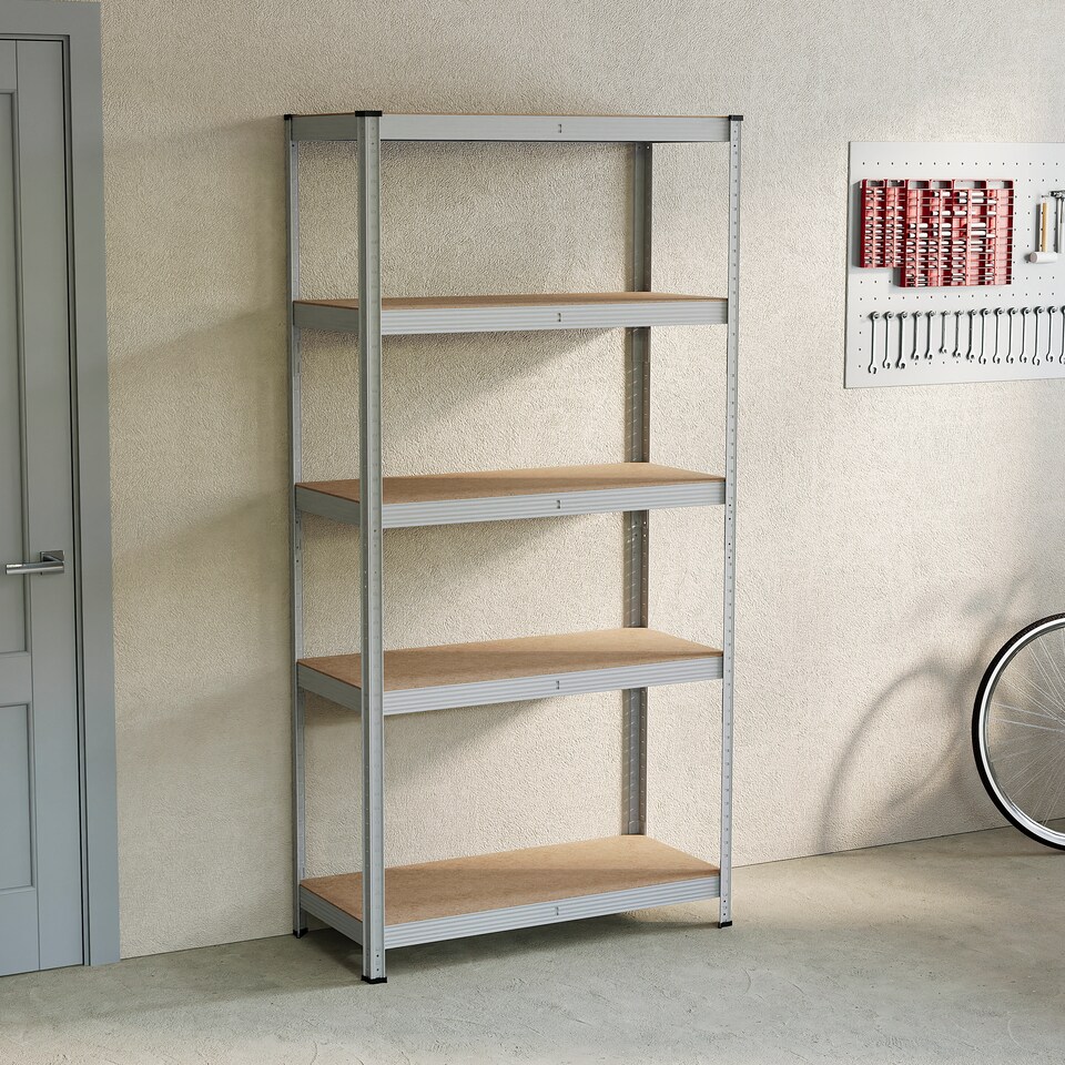 image 1 of Home Vida 5 Tier Garage Shelf Heavy Duty Boltless Shelving Storage Unit, Galvanised