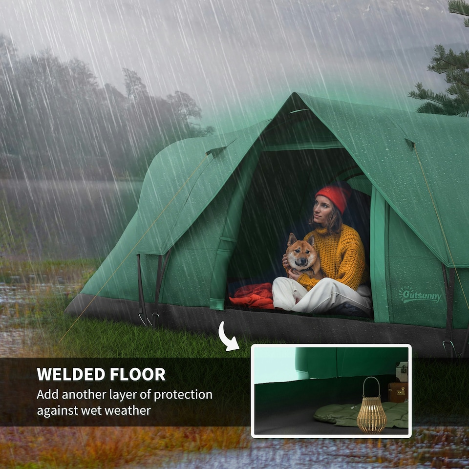 image 1 of Outsunny Outdoor  Camping Tent For 5-6 W/ Bag, Fibreglass & Steel Frame