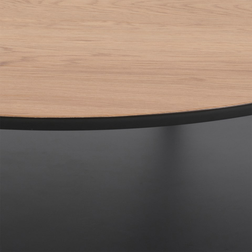 image 1 of Goldington Round Coffee Table with Oak Top & Black Legs