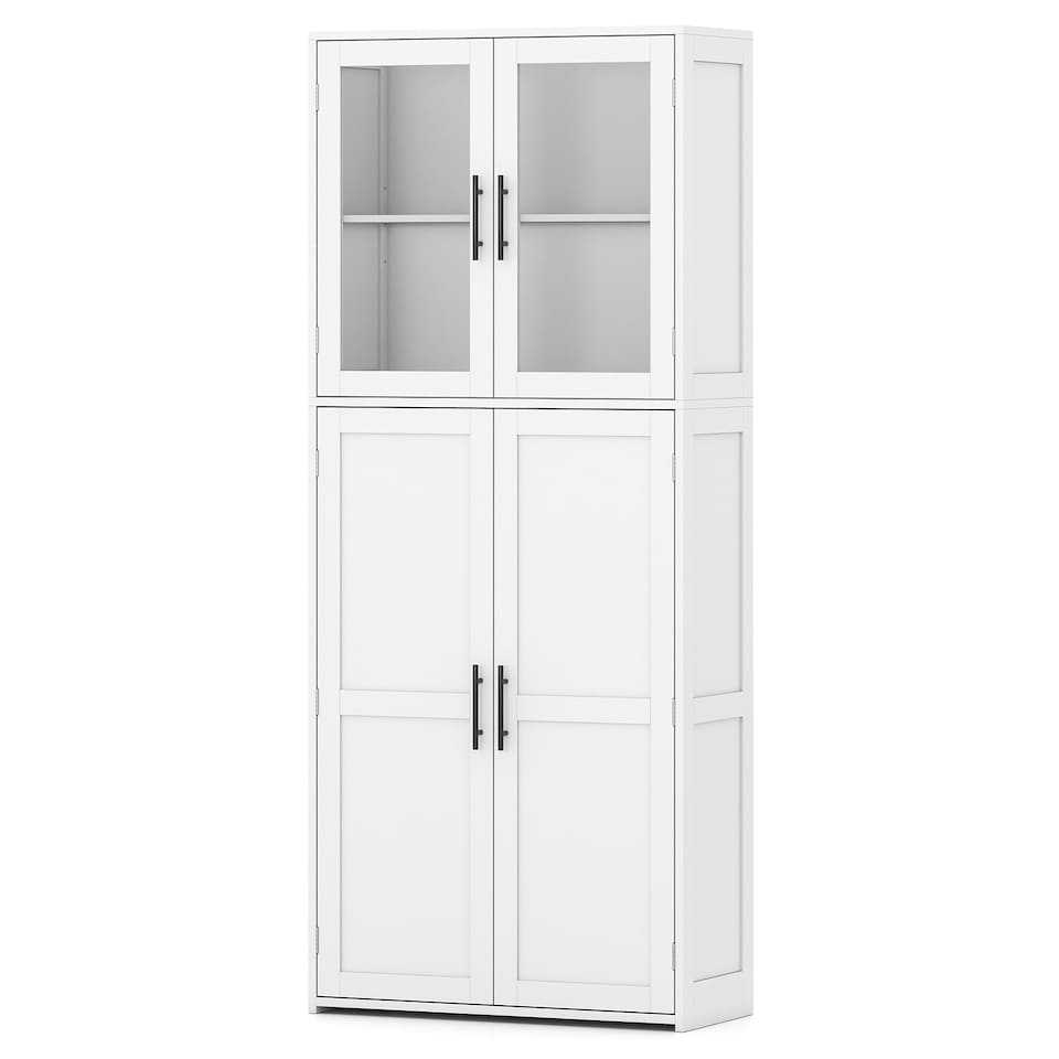 image 1 of COSTWAY Broom Closet Storage Cabinet Wooden Utility White