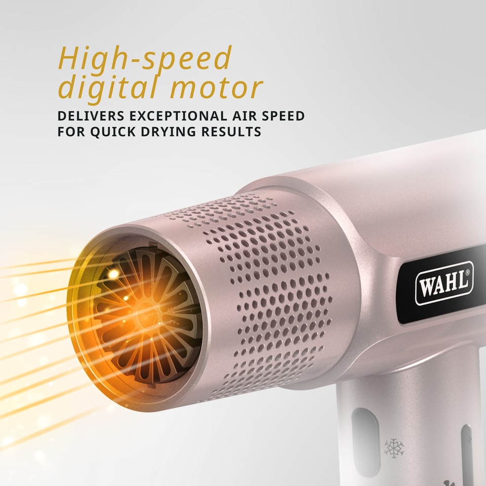 image 1 of Wahl Vanquish Rose Gold 1600W Corded Hair Dryer 3 Magnetic Attachments ZY170