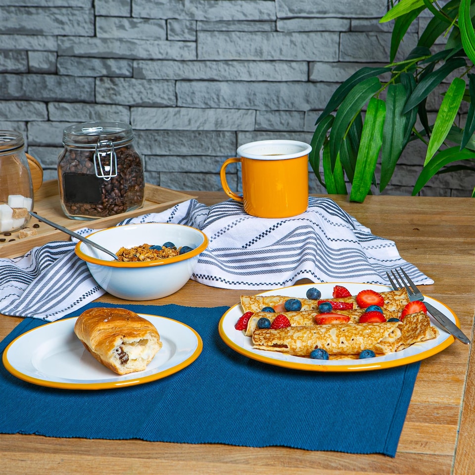 image 1 of Argon Tableware Coloured Enamel Mugs - 375ml - Yellow - Pack of 6