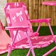 image 5 of OHS Kids Bows Folding Bistro Set Table Chair with Parasol Garden Patio | Pink | Hot Pink