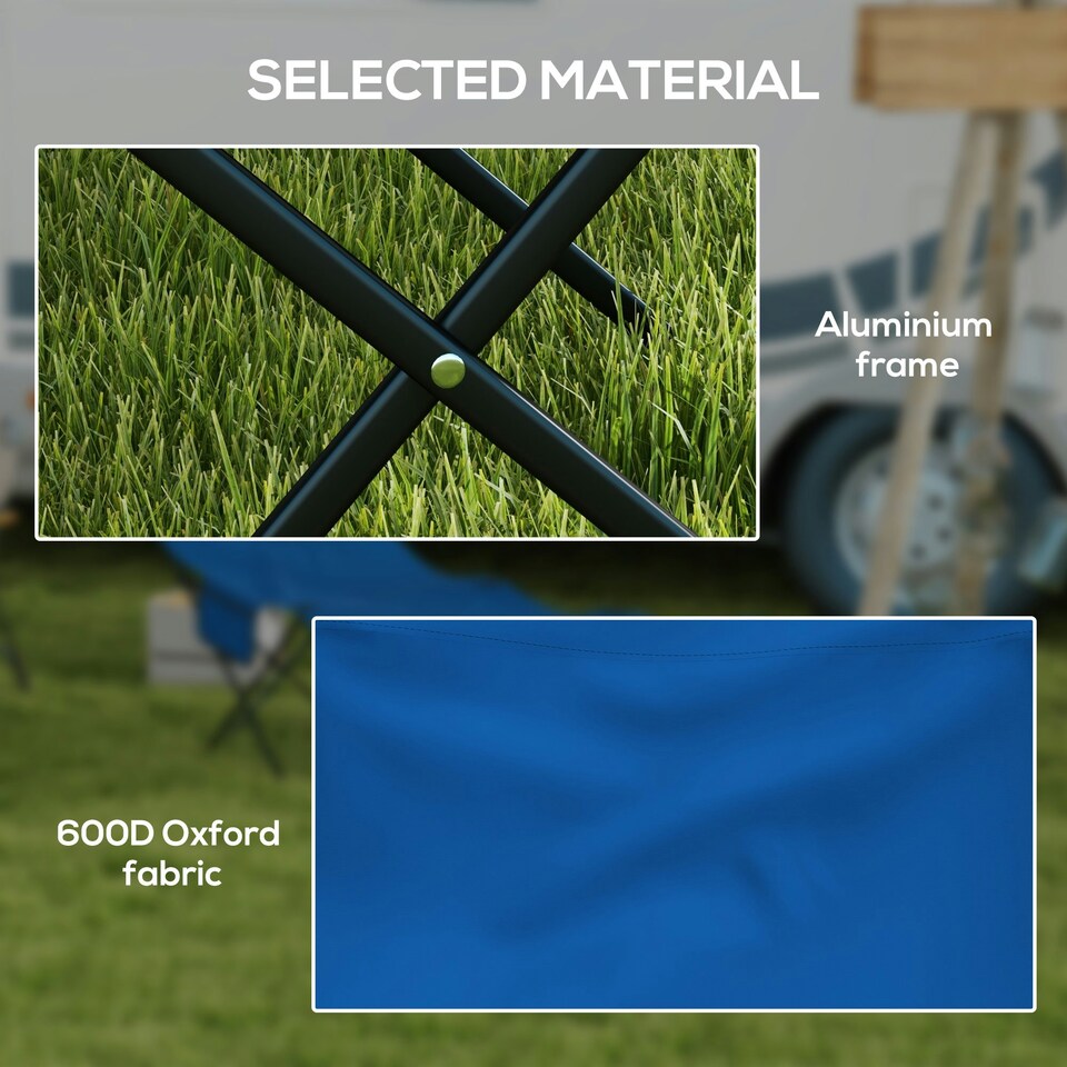 image 1 of Outsunny Folding Camp Bed, Single Travel Camping Cot with Side Pocket, Blue