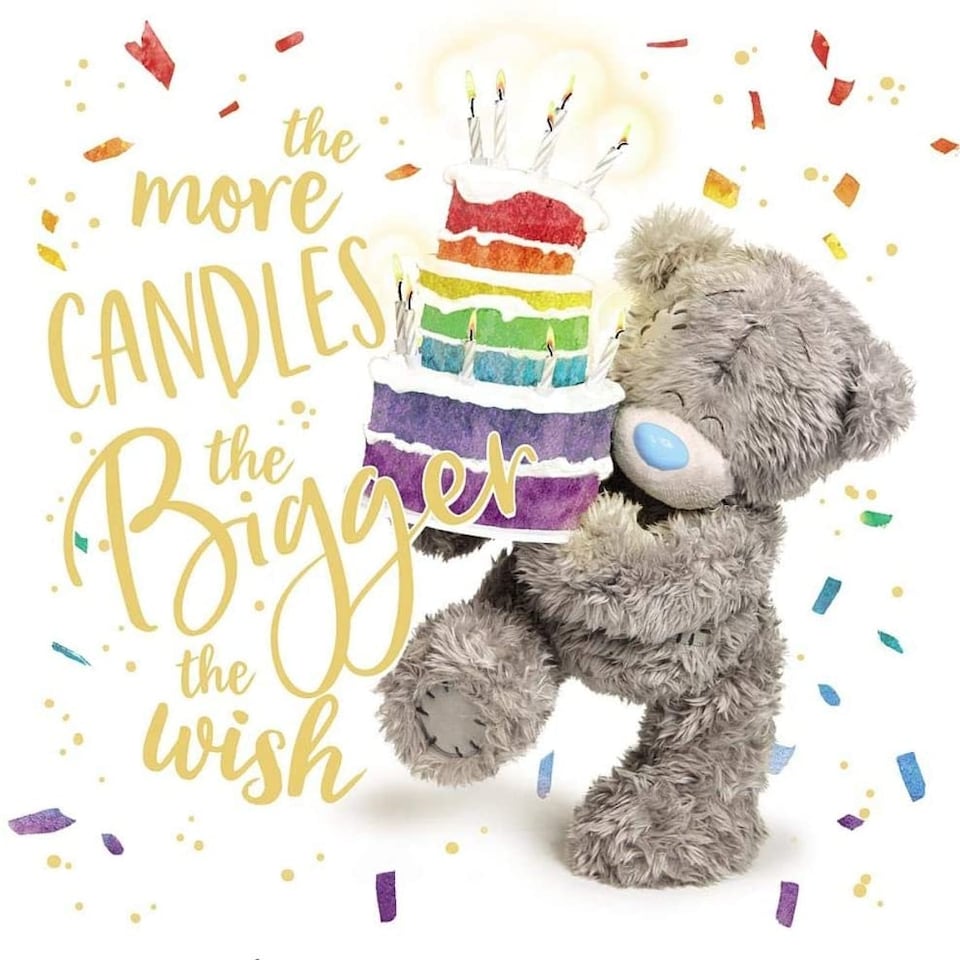 image 1 of Bear With Cake 3D Holographic Birthday Cake Card