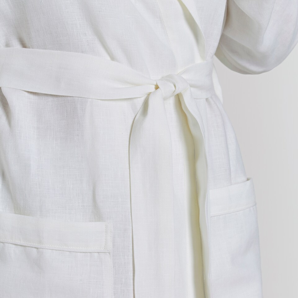 image 1 of Martex Linen Bathrobe Small White