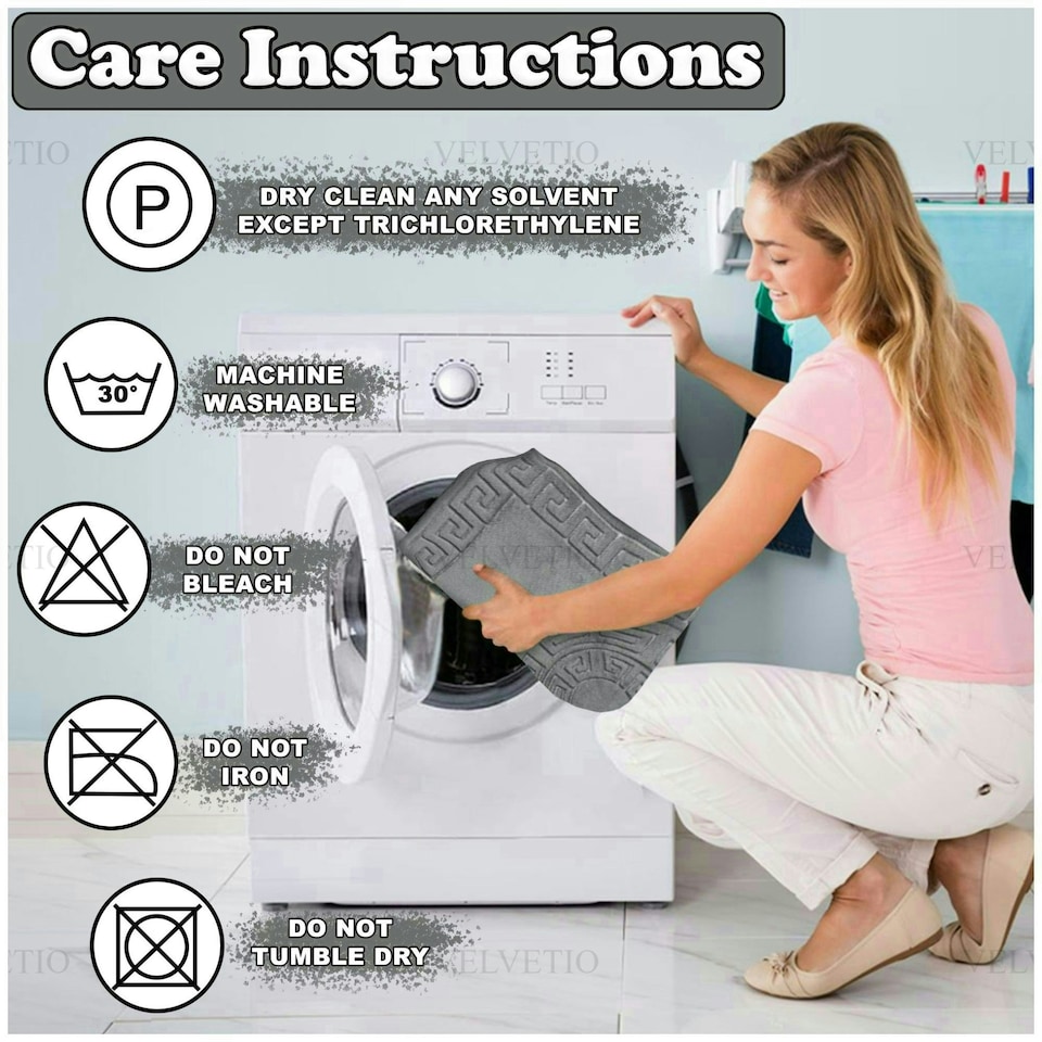 image 1 of VELVETIO Bath Mat Set Greek Pattern Anti Slip Memory Foam Toilet Rug Blue | Royal Blue