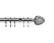 image 1 of 35mm Fixed Length Metal Curtain Pole Set Satin Silver Alexia Finial 115cm | Silver | Silver