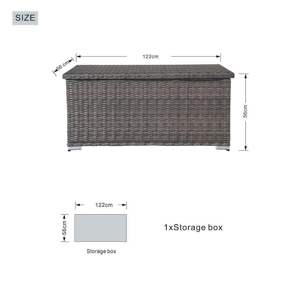 image 1 of Direct Wicker 243L Outdoor Garden Rattan Storage Box, Small Deck Storage Box for Patio, Yard | Brown