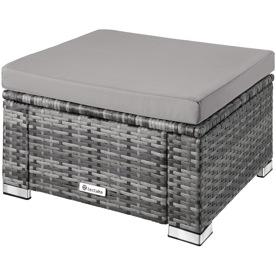 image 1 of Footstool Bitonto - durable, UV-resistant polyrattan chair, 53 x 53 x 26 cm | Grey | grey | One Size | 1