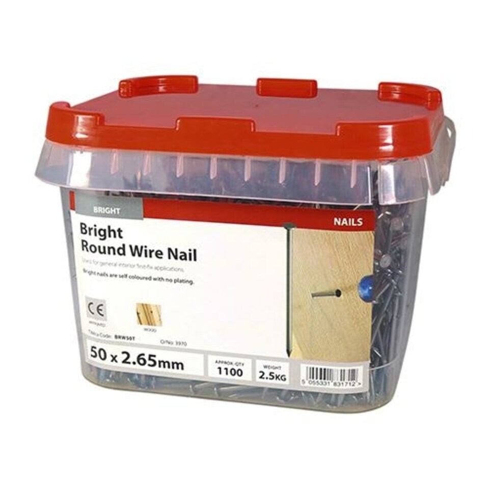 image 1 of Timco - Round Wire Nails - Bright (Size 50 x 2.65 - 2.5 Kilograms)