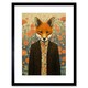 image 1 of Floral Portrait of Boho Hipster Fox in a Suit 9x7" Black Framed Wall Art Print