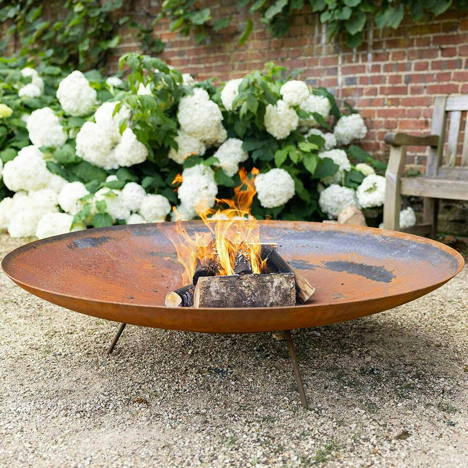 image 1 of Corten Steel Fire Pit & Outdoor Water Bowl Round 120cm
