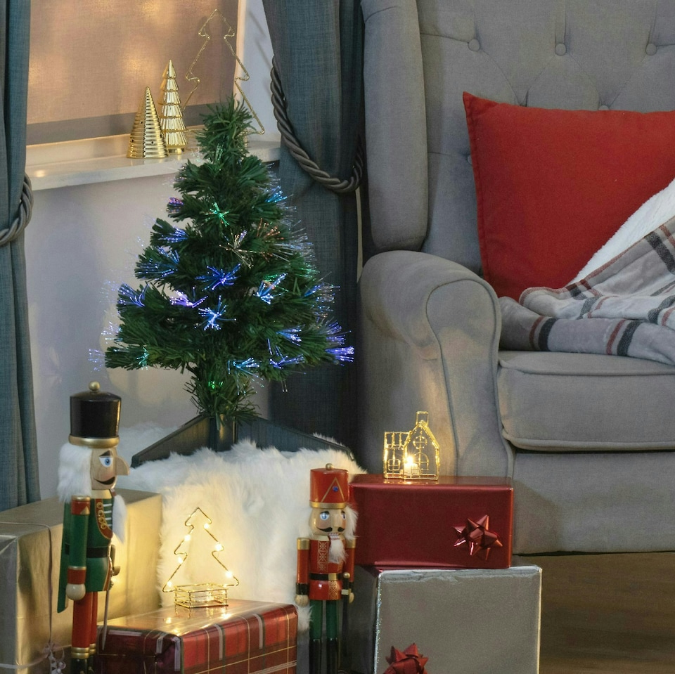 image 1 of 2ft Green Fibre Optic Christmas Tree | Multi | 2ft