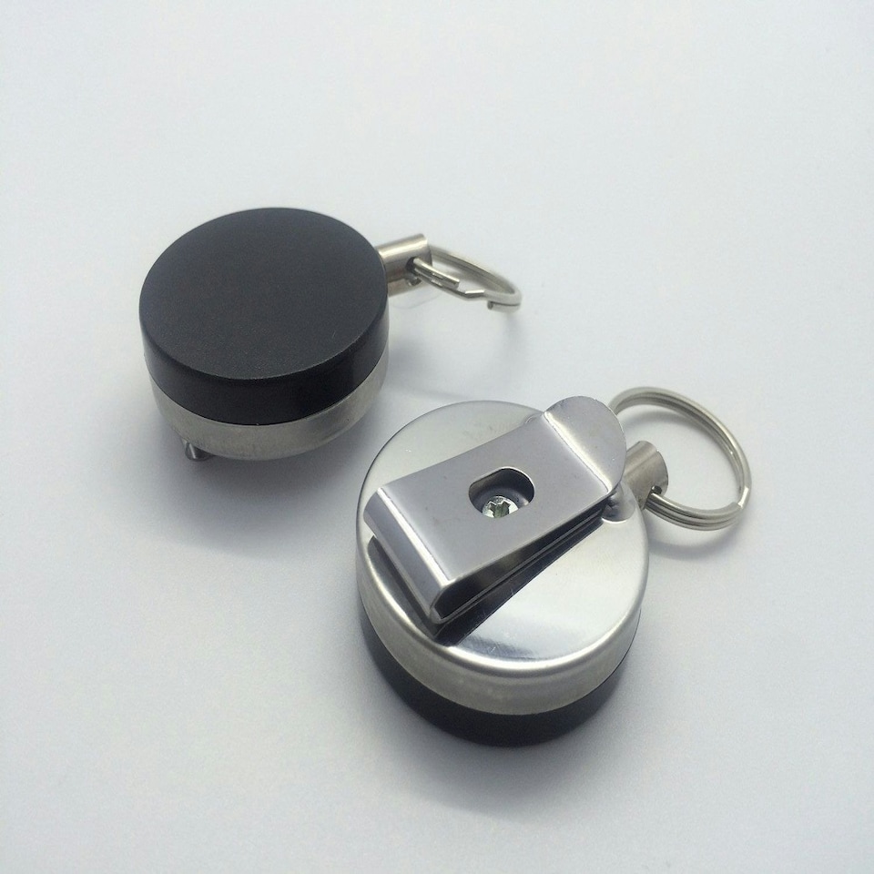 image 1 of Pack of 6 Round Retractable Key Reels with Key Ring