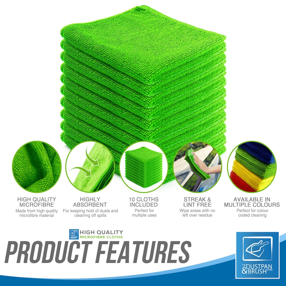 image 1 of Microfibre Cleaning Cloth 40x40cm Super Absorbent Lint Free Microfiber Cloths Cleaning for Home, Kitchen, Mirrors, Car - Pack of 10
