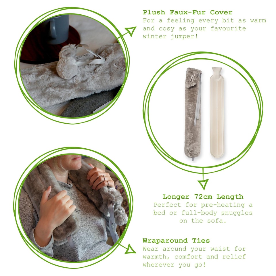 image 1 of Nicola Spring Plush Long Hot Water Bottle & Cover Set - Cream