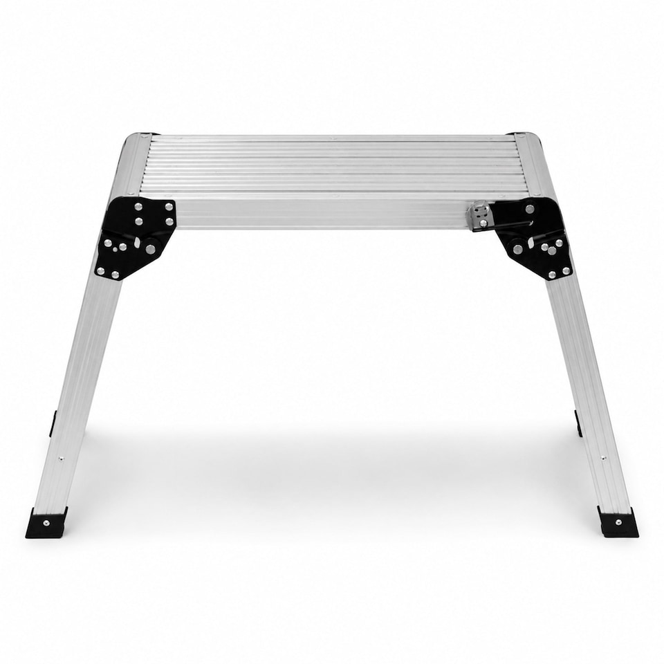 image 1 of 150kg Folding Aluminium Work Platform Step Up Bench Ladder EN131 | Silver