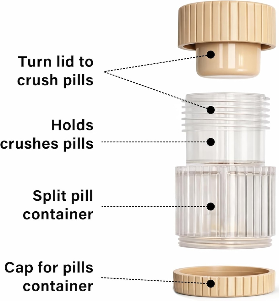 image 1 of Compact Pill Crusher Built-in Storage Tablet Split Medicine Container Home Use