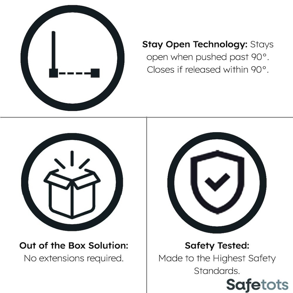 image 1 of Safetots Elite Pressure Safety Gate, 71cm - 80cm, Matt White, Pressure Fit Stair Gate