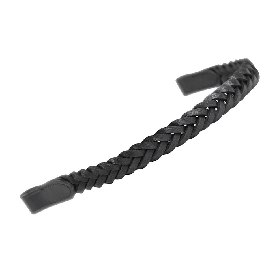 Aviemore Leather Braided Horse Browband - Black - Full