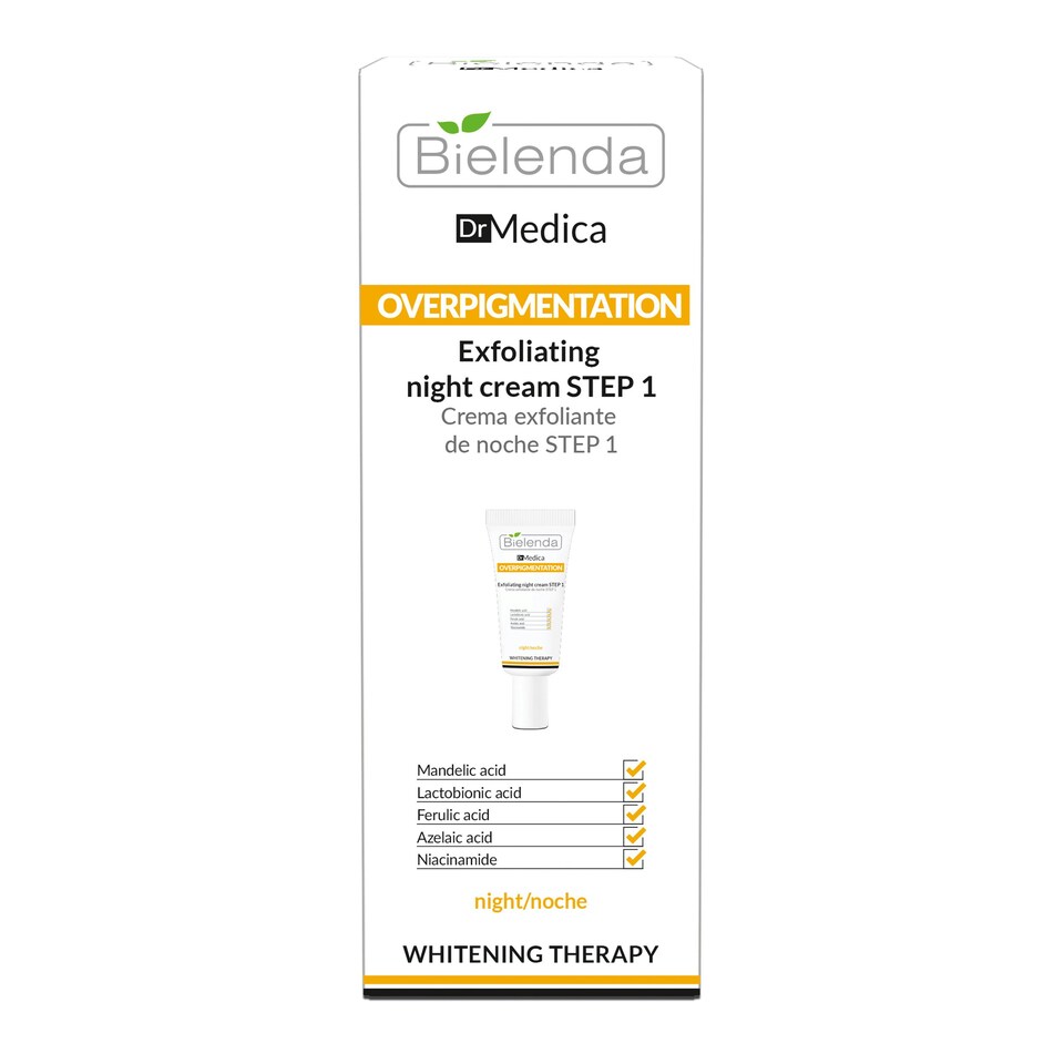 image 1 of Bielenda Dr Medica Overpigmentation Exfoliating Night Cream STEP 1 with Mandelic Ferulic & Azelaic Acid 30ml