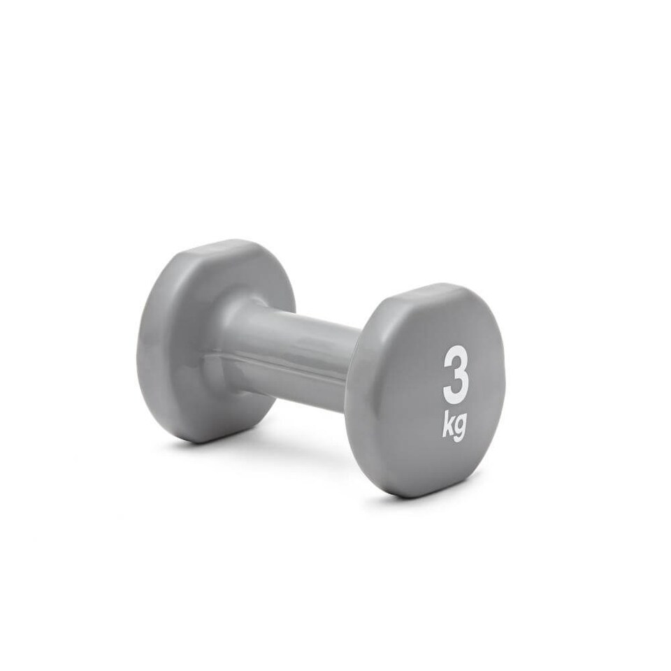 image 1 of Reebok 3kg Vinyl-Coated Cast Iron Dumbbell Pair, Grey, Anti-roll Design | Multi | Grey | 6.2KILOGRAMS