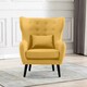image 8 of Winslow Wing Back Fabric Occasional Button Back Modern Accent Armchair (Mustard)