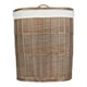 image 3 of Antique Wash White Cotton Lined Oval Willow Laundry Basket