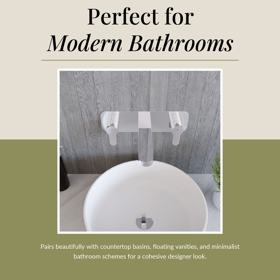 image 1 of Balterley Pride Contemporary Round Wall Mount 3 Tap Hole Basin Mixer Tap & Back Plate