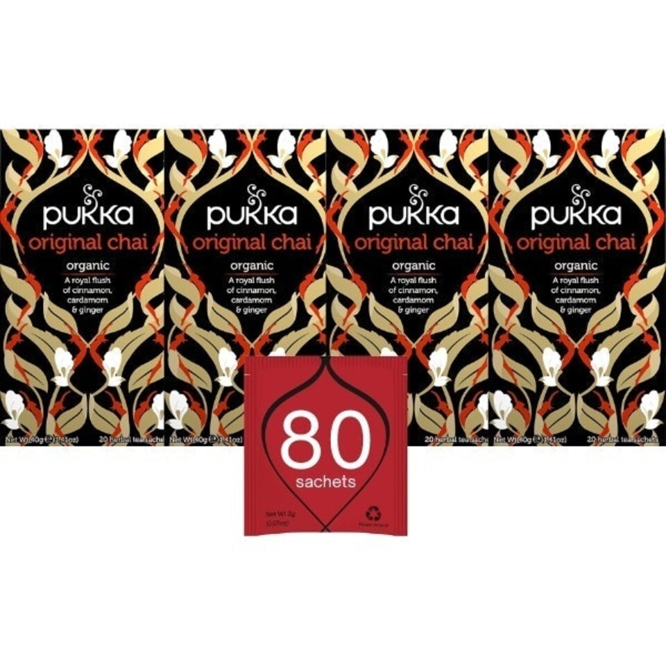 image 1 of Pukka Herbs Organic Herbal Tea, Original Chai, 4 Packs, 80 Teabags 4