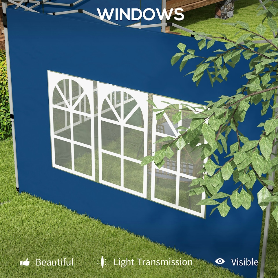 image 1 of Outsunny Gazebo Side Panels for 3x3(m) or 3x4m Pop Up Gazebo, 2 Pack, Blue