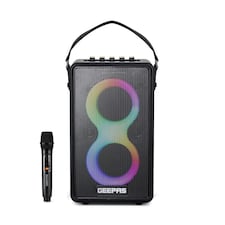 GEEPAS Karaoke Machine RGB Lights Bluetooth Speaker With Mic Black