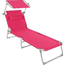 Sun Lounger - foldable, adjustable sunroof, 4-step backrest, head cushion | Pink | pink | 1