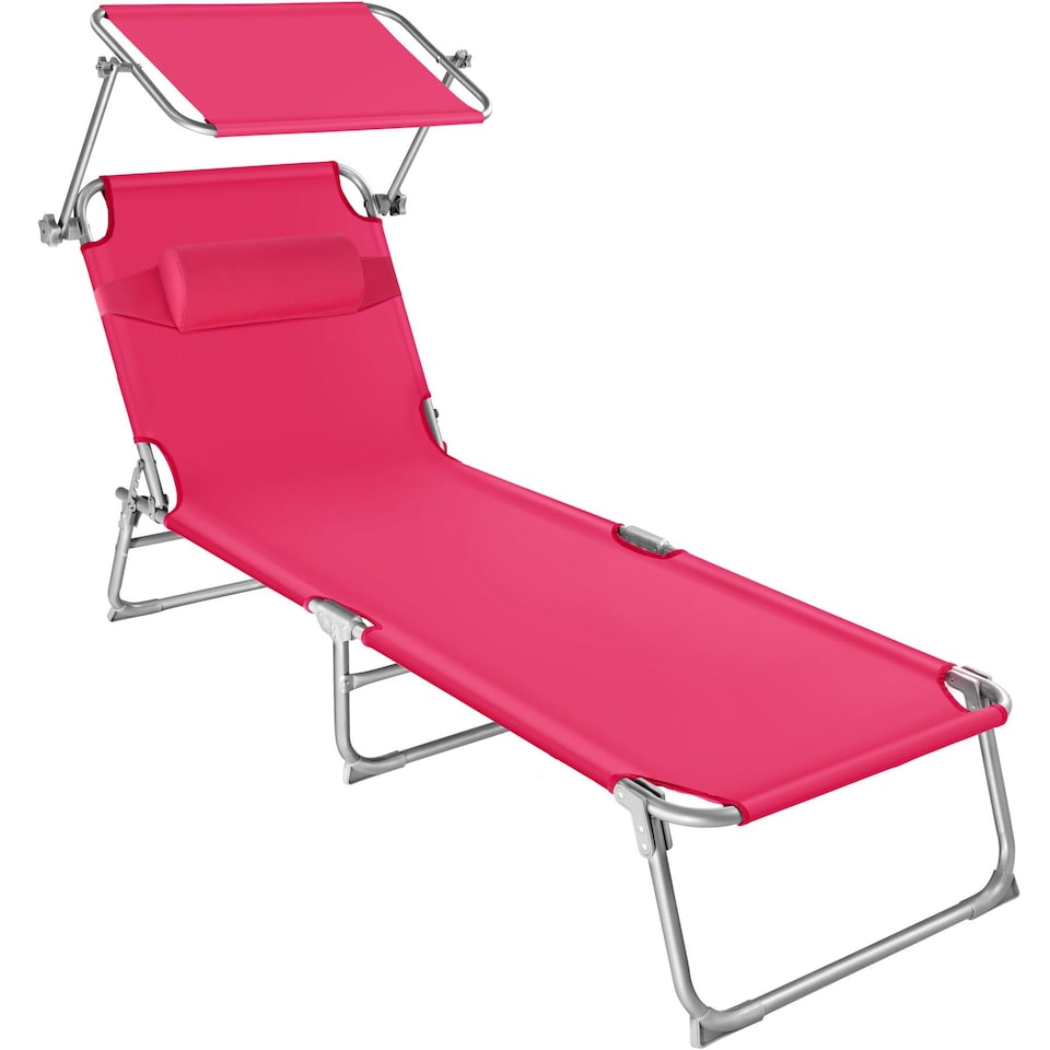 image 1 of Sun Lounger - foldable, adjustable sunroof, 4-step backrest, head cushion | Pink | pink | 1