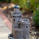 image 5 of Primrose Solar Grey Castle Cascade Water Feature with Lights 49cm