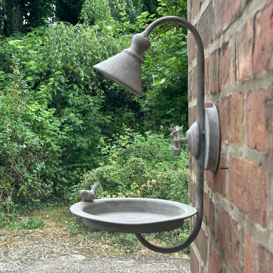 image 1 of Shower Head Bird Bath or Feeder all metal garden bird lover gift
