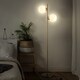 image 2 of HOMCOM 2 Lights Tree Floor Lamp for Living Room with Globe Lampshade, Standing Lamp for Bedroom, Bulb not Included, Gold Tone